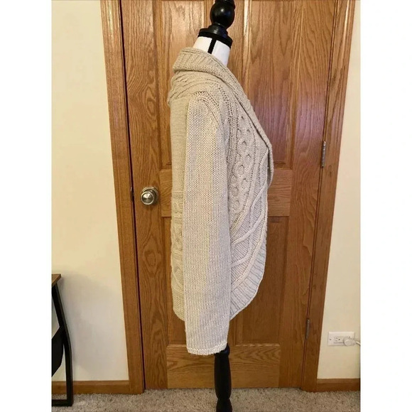 Madison Lily Cardigan Women's L Open Front Button Acrylic Beige - Picture 4 of 9